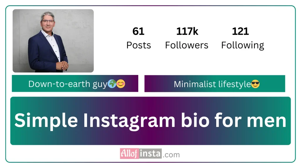 Simple Instagram bio for men