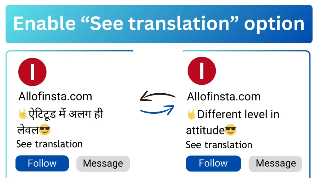 Add translation option in Instagram bio