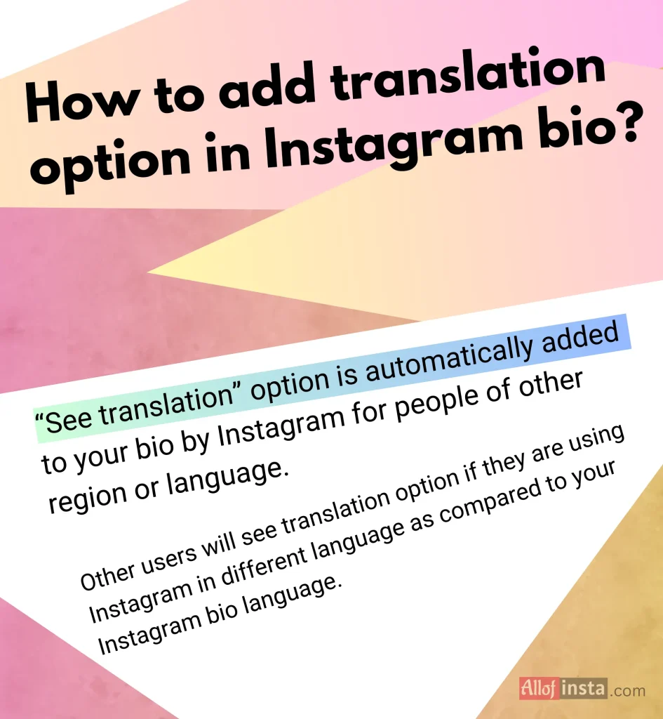 How to add translation option in Instagram bio?