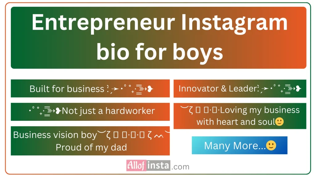 Entrepreneur Instagram bio ideas for boys