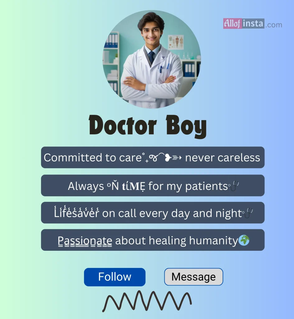 Doctor bio for Instagram boy