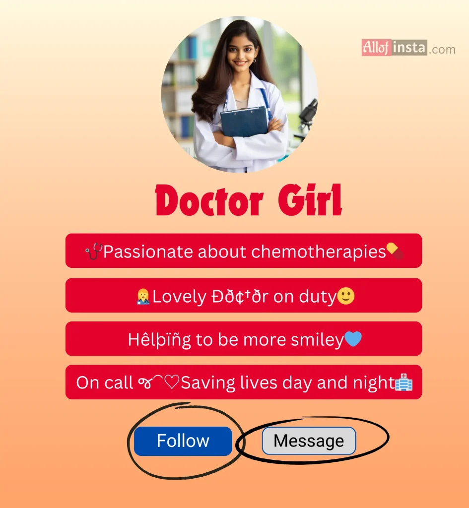 Doctor bio for Instagram girl