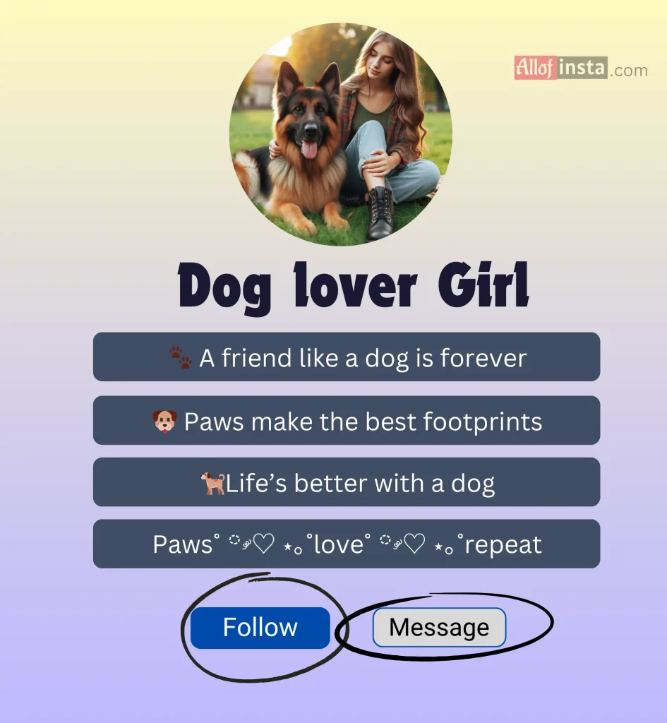 Dog Instagram bio for girls