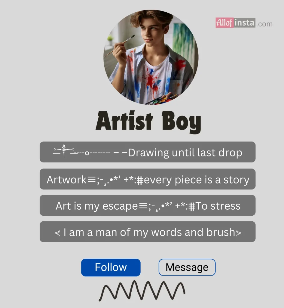 instagram bio for artist boy