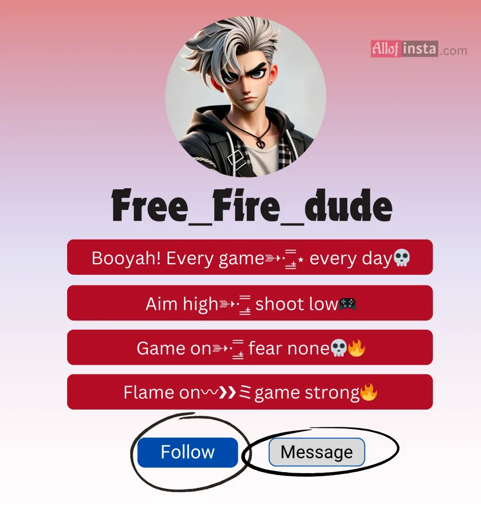 Bio for free fire attitude for boys