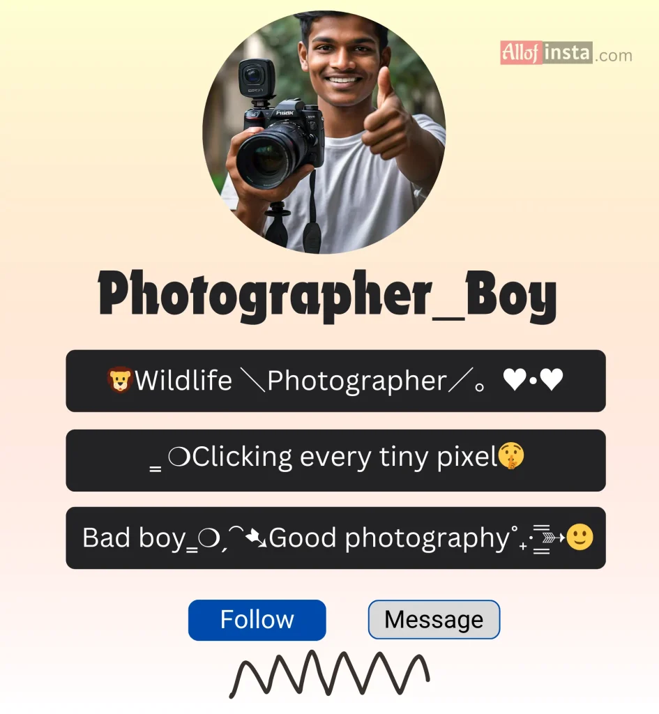 photography bio for Instagram for boys