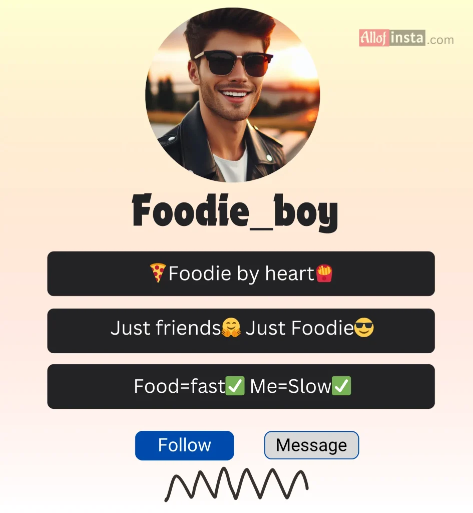 food bio for instagram for foodie boy