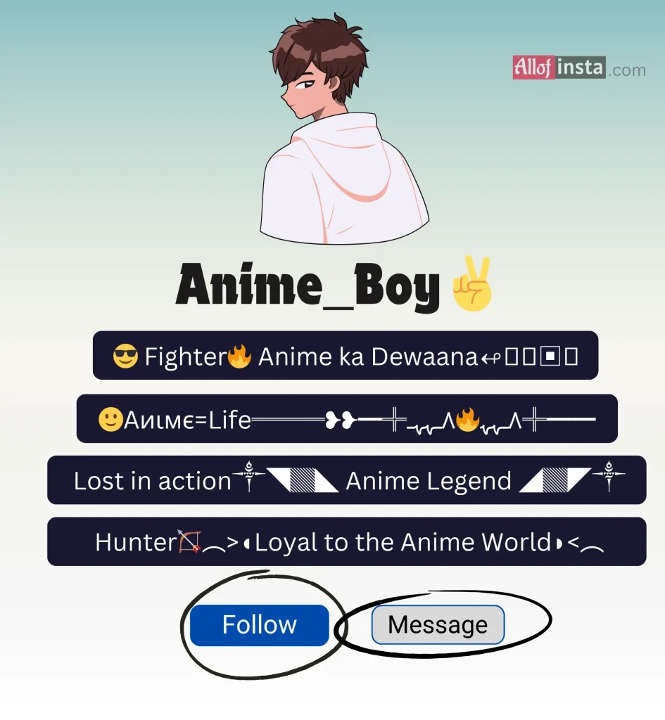 Anime bio for Instagram boy