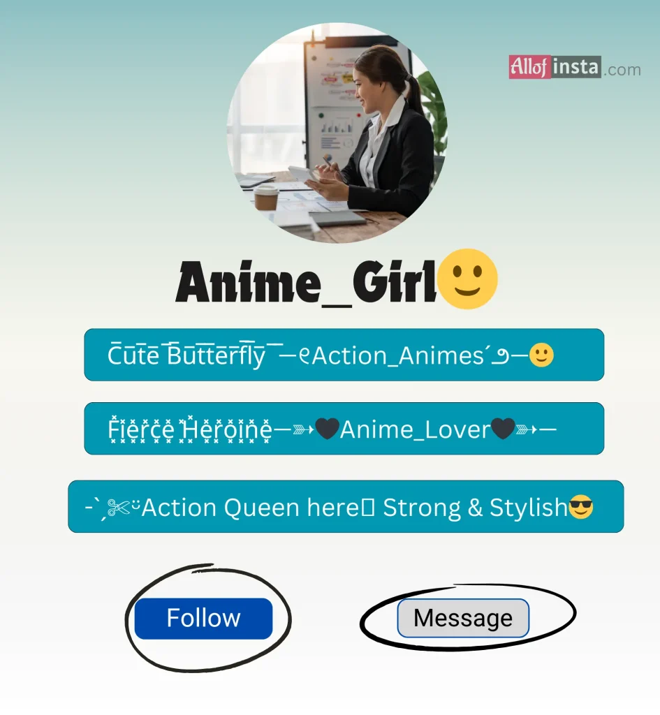 Anime bio for Instagram girl