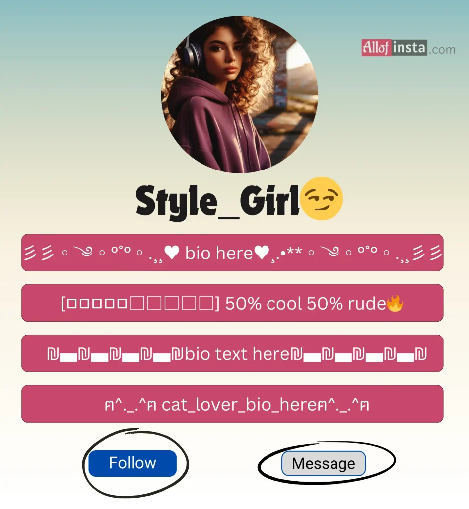 Instagram bio design girl