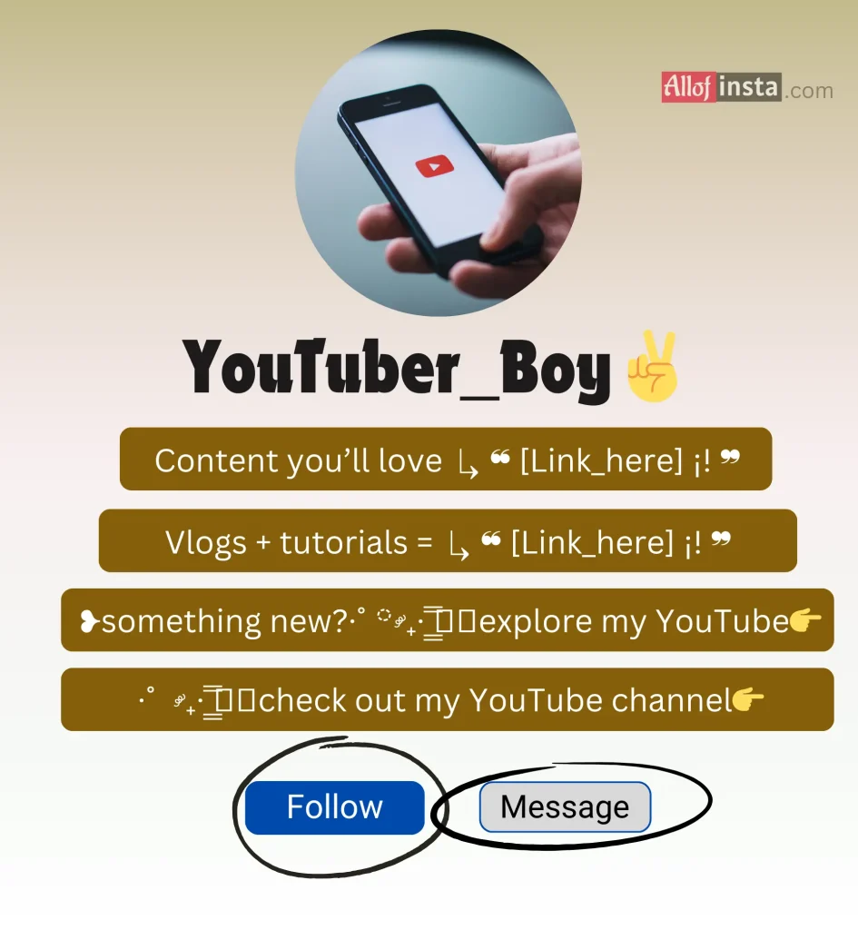 video creator bio for Instagram boy