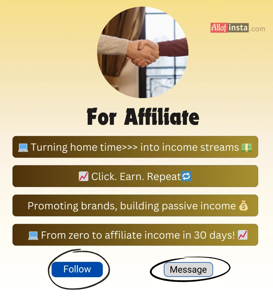 affiliate marketing bio for Instagram