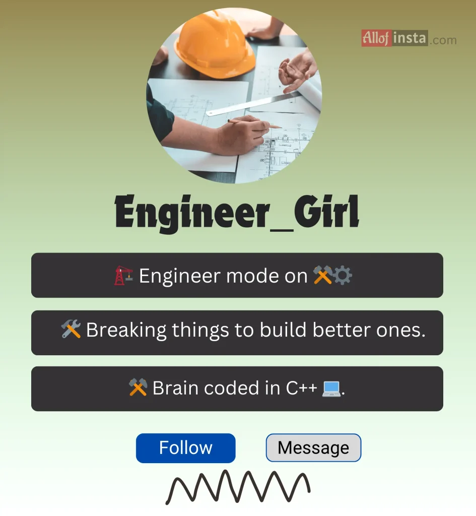 Instagram bio for engineer girl